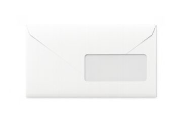 White business envelope with window transparent background