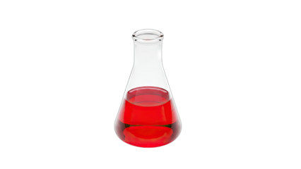 Erlenmeyer Flask with Red Liquid on White Background