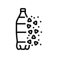 plastic bottle breaking into microplastics line icon vector illustration