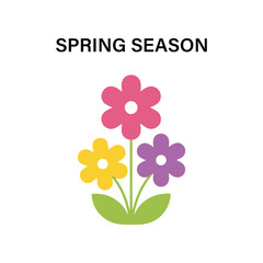 Simple illustration of colorful spring flowers with the text spring season