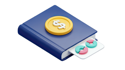 Financial Book with Coin and Charts: Analyzing Finances