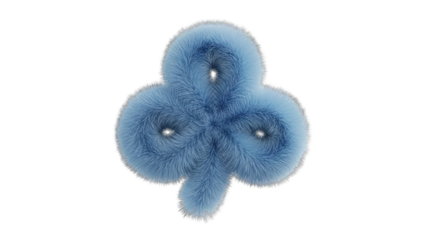 Fluffy Blue Shamrock on White Background