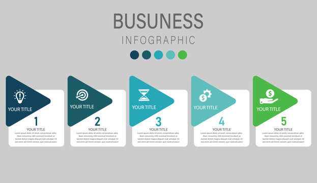 5-Step Modern Five-Step Business Infographic Template with Colorful Icons and Clean Minimal Layout Design