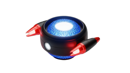 Futuristic Drone Concept with Glowing Lights on White Background