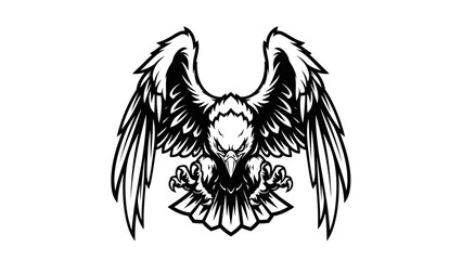 Obraz premium Stunning aggressive eagle mascot design with spread wings and fierce talons ready to strike