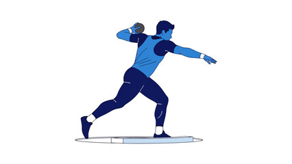 Obraz premium Athletic Figure Performing a Throwing Sport Action Pose Track and Field Athlete in Motion