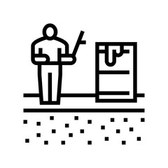 children playing near hazardous soil line icon vector illustration