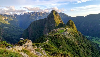 Obraz premium Majestic Mountain Vista - A Scenic Landscape.