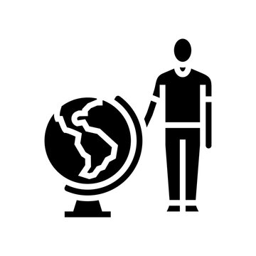 person globe glyph icon vector illustration