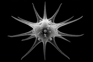 A single microscopic cell with spiky starburst structure