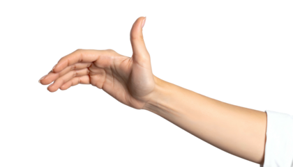 A human hand in the air, thumb raised, fingers extended against a black background