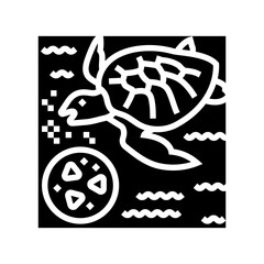 marine life ingesting microplastics glyph icon vector illustration