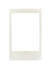 Old Polaroid photo frame. Grunge vintage instant film border with scratches and tape marks. Scratched Polaroid frame. Realistic old paper texture PNG