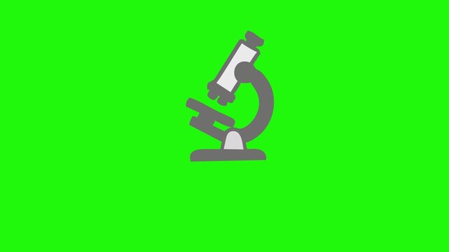  Moving microscope icon animation on a green background