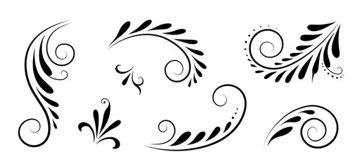 Ornate vintage ornament and scroll elements. Classic calligraphy swirls, swashes. Vector illustration.