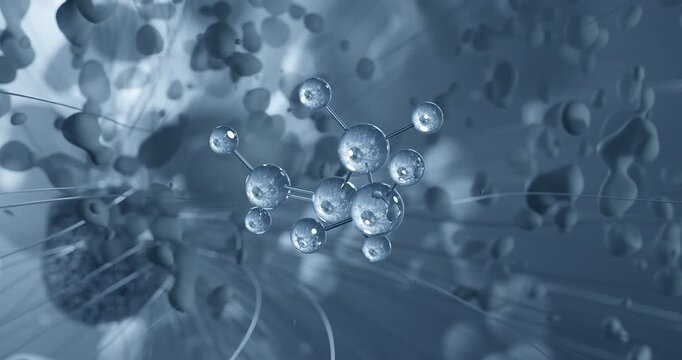 Allylamine rotating molecular 3d structure ball-and-stick model, looped video chemical intermediate
