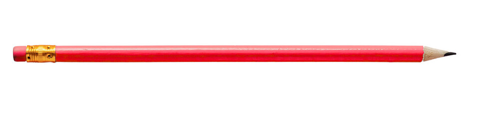 A red pencil with a sharp tip is ready to write. Minimalist, clean, and isolated on white. , transparent background