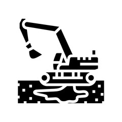 heavy machinery spilling oil glyph icon vector illustration