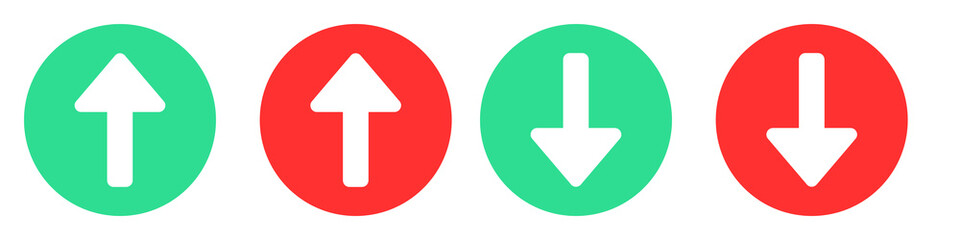 Four arrows up and down in different direction represent choices and options. Four colorful vector arrows indicate directions  , transparent background