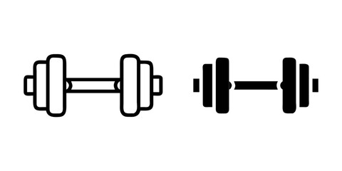 Exercise Dumbbell outline and pictogram icon set for Fitness Gym Workout Strength Training Design, exercise, dumbbell, fitness, gym, and workout.