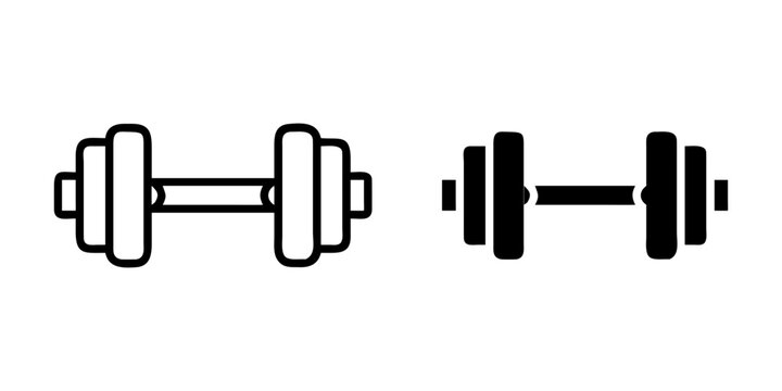 Exercise Dumbbell outline and pictogram icon set for Fitness Gym Workout Strength Training Design, exercise, dumbbell, fitness, gym, and workout.