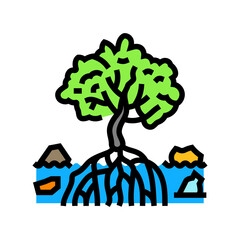 mangroves plastic litter color icon vector illustration