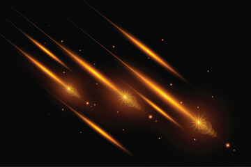 Golden transparent light lens flares streaks