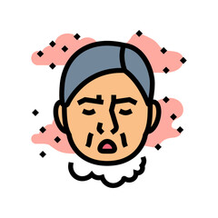 pollen allergy face sneezing color icon vector illustration