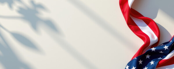 Patriotic july celebration in the united states american flag display on neutral toned surface symbol of unity