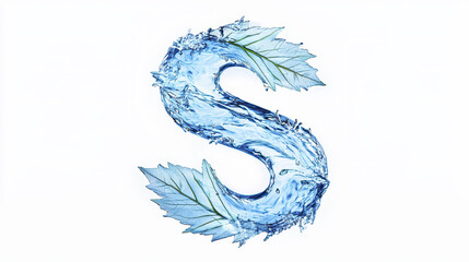 Obraz premium Water S letter design with leaves, symbolizing freshness and nature beauty