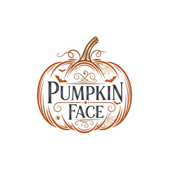Vintage pumpkin face halloween text graphic design