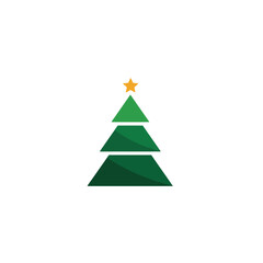 Obraz premium Minimalist green christmas tree with star icon