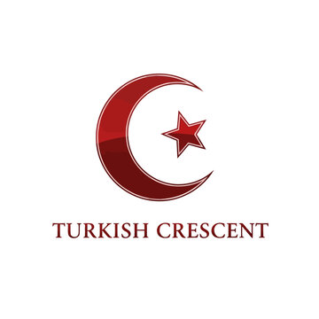 Red turkish crescent and star logo for branding