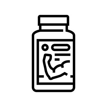 testosterone booster bottle line icon vector illustration