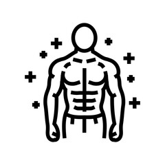 athlete exaggerated muscles line icon vector illustration