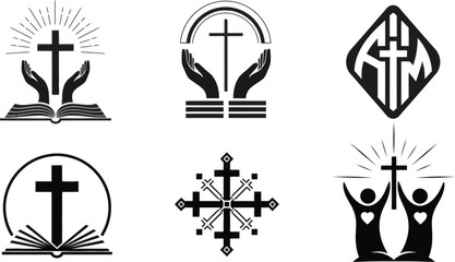 Christian Cross Faith Symbol Vector Set