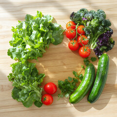 Fresh Salad Ingredients Flat Lay