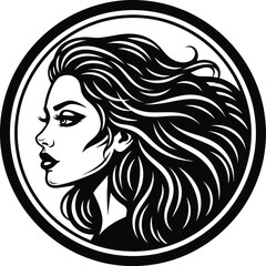 Elegant Woman Portrait Logo Vector