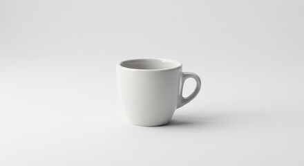 Obraz premium Minimalist White Ceramic Mug on White Background, Studio Lighting