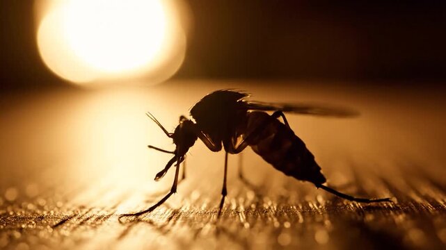 Mosquito silhouette against bright light macro shot insect detail pest control