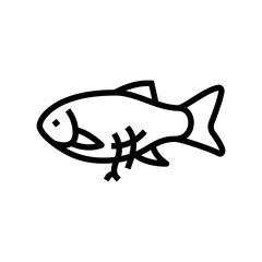 fish plastic pieces stomach line icon vector illustration