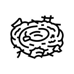 bird nest made of plastic trash line icon vector illustration