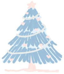 Pastel Winter Tree: A whimsical pastel-colored winter tree, adorned with delicate hearts and a radiant star, embodies the gentle spirit of the festive season.