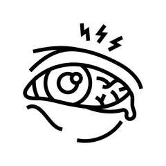 eye redness from pollen allergy line icon vector illustration