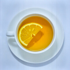 Cup of Hot Ginger Tea with Lemon Slice and Honey for Premium Herbal Drink Object and Healthy Beverage Concept