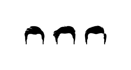 Stylish Men's Haircut Silhouettes in Black and White