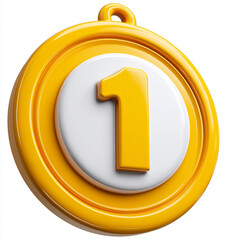 Stunning 3D golden medal icon signifying first place achievement and ultimate victory