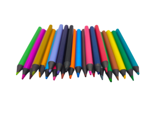 Colored pencils isolated on transparent background