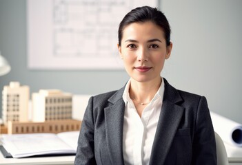 Close-up of a conservation architect in a design office with scale model
