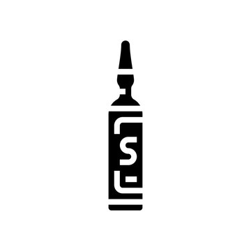 steroid ampoule label glyph icon vector illustration